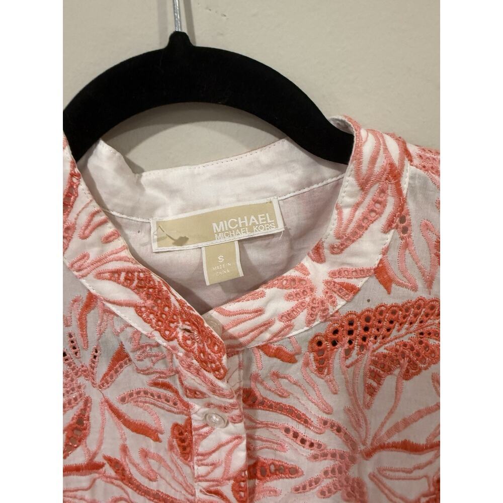 Michael BY Michael Kors Women Eyelet Orange and White Shirt Dress Size S 2033 - Picture 9 of 13